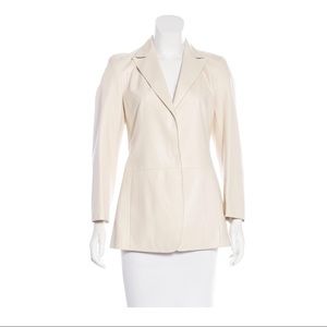 Donna Karan Lamb Leather Notch-Lapel Blazer